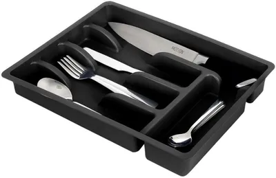 Obrázok produktu pre Vložka do zásuvky na príbory 36 x 25,5 cm, čierna, 5 priehradiek, pre organizáciu kuchyne