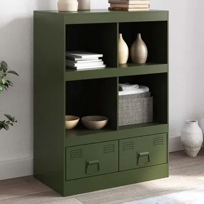 Produktbild von vidaXL Highboard Olivgrün 67x39x95 cm Stahl