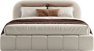 Produktbild von FEDVE Polsterbett Yazoo aus Bouclé-Stoff 160x200 cm, Ecru