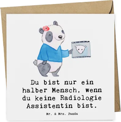 Produktbild von Mr. & Mrs. Panda Glückwunschkarte Radiologie Assistentin Herz - Weiß - Geschenk, Grußkarte, Klappkarte, doppelkarte, faltkarte, anlasskarte