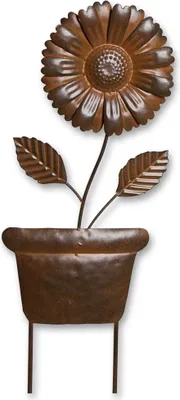Produktbild von Gartenstecker Metall Blume Blüte Topf Beet Stecker Rosenkugel Garten Deko Figur