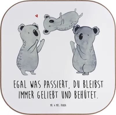 Produktbild von Mr. & Mrs. Panda Untersetzer Glas Trennung von den Eltern - Weiß - Geschenk, Holzuntersetzer, Lebensmut, Seele trösten, für Gläser, Hoffnung, Trost, Vertrauem, Zuversicht