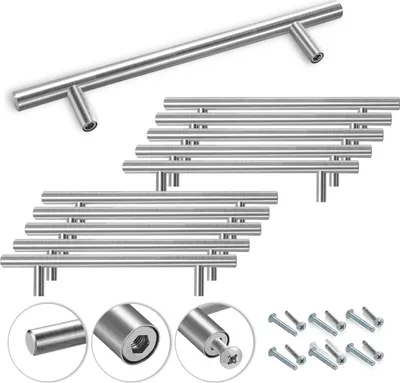 Produktbild von Lospitch 20x Möbelgriffe Schrankgriffe Stangengriff Bad Küchengriff Möbelgriff Echt Edelstahl Schrank Relinggriff Griff 156*96*12MM
