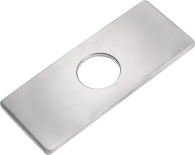 Produktbild von 6 Zoll Spüllochabdeckung für Badezimmerarmatur, Edelstahl, 3-in-1 Abdeckplatte, rechteckig - Gebürstetes Silber, praktisch und langlebig.