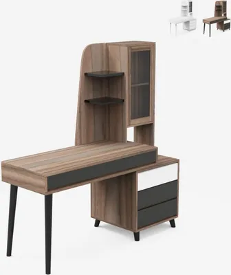Image de Bureau 120x55 cm design moderne Vitrine Home Office Noly - Naturel