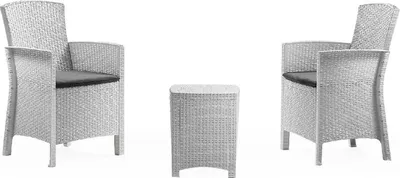 Produktbild von Dmora Garten-Set Jupiter Weiß: 2-Sitzer & Tisch