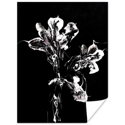Produktbild von MuchoWow® Poster Blumen - Farbe - Schwarz - Weiß 90x120 cm - Wohnzimmer