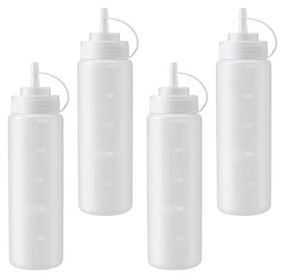 4 Quetschflaschen 500 ml BPA-frei mit Skala und Verschluss