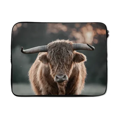 Produktbild von MuchoWow® Laptop Hülle 17 Zoll Laptoptasche Schottischer Hochländer - Kuh - Natur - Zipper - Schutzabdeckung