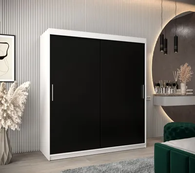 Produktbild von Schwebetürenschrank mit einer Breite von 180 cm TIMEA – Weiß/Schwarz