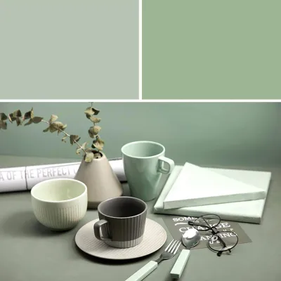 Produktbild von Morandi Fotografie-Hintergründe aus Papier, doppelseitig, verdickt, frei genäht, helle Farben für Zuhause, Fotostudio, Hellgrün