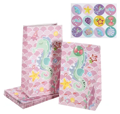 Produktbild von 12 Geschenktüten mit Meerjungfrauen-Motiv und Aufklebern