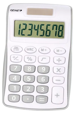 Obrázek produktu pro Genie 120 S - Kapesní kalkulačka - 8 číslic - 1 řádek - Baterie/Solar - Šedá - Bílá