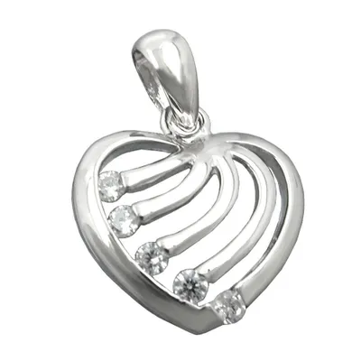 Produktbild von Anhänger 15x16mm Herz mit Zirkonias rhodiniert glänzend Silber 925 silber 15x16mm