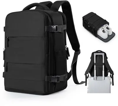 Image de Sac à dos de voyage 40 x 20 x 25 cm, à placer sous le siège, noir, pour ordinateur portable