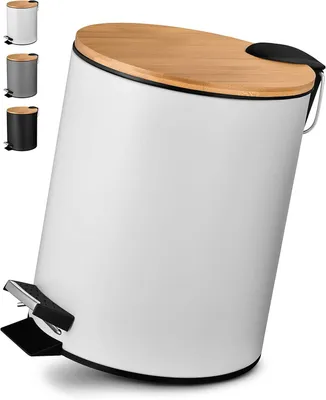 Zdjęcie produktu dla Pojemnik na kosmetyki VMbathrooms 5L o eleganckim designie | Pojemnik na pedały z mechanizmem cichego zamykania | Elegancki pojemnik do łazienki z wewnętrznym koszem