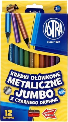 Image de Jumbo crayons de bois noir métallisé 12 couleurs