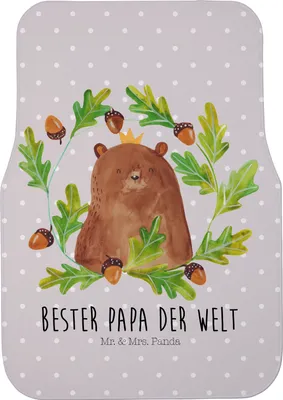 Produktbild von Mr. & Mrs. Panda Auto Fußmatte Bär König - Grau Pastell - Geschenk, Teddybär, Fürs, Auto-Fußmatte, Autoteppich, Vater, Dad, Daddy, Automatte, Vatertag, Papa