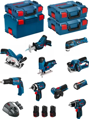 Immagine prodotto di BOSCH Kit 12V BMK10-28CD3 (GSR12V-15+GTB12V-11+GDR12V-105+GWS12V-76+GST12V-70+GKS12V-26+GOP12V-28+GSA12V-14+GLI12V-80+GHO12V-20)