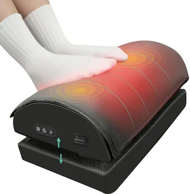 Produktbild von Ergonomische Fußstütze für den Schreibtisch mit Wärme, Vibrationsmassage und Fußwärmer für Zuhause oder im Büro