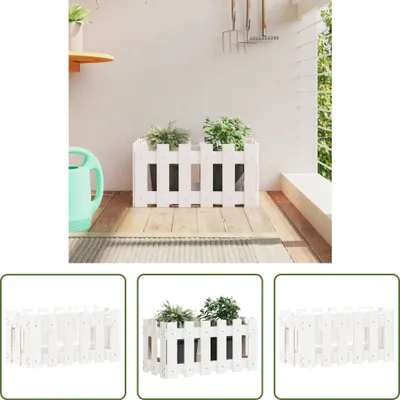 Produktbild von The Living Store Pflanzkübel Lattenzaun-Design Weiß 60x30x30 cm Kiefernholz