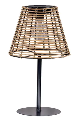 Produktbild von Solar Tischlampe Rattanoptik H34cm Natur Schwarz Lampe Leuchte Dekolampe Solarbetrieben Tischdeko Dekoleuchte