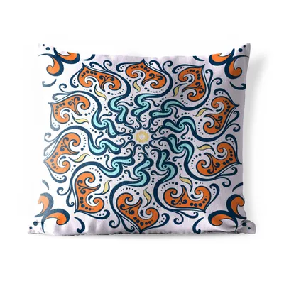 Obrázek produktu pro MuchoWow® Vnější polštář - Mandala - oranžová - modrá - vzory -50x50 cm- Odolnost proti povětrnostním vlivům - polštář do obývacího pokoje