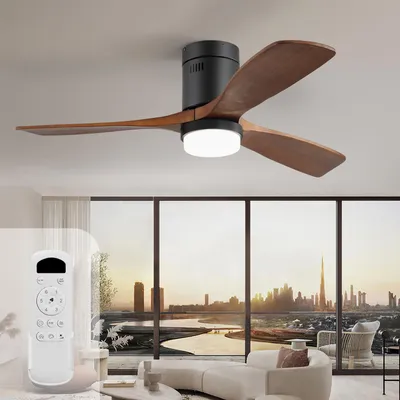 Produktbild von Sofucor Deckenventilator, DC, 132 cm, 3 Flügel aus mit Licht, Walnuss