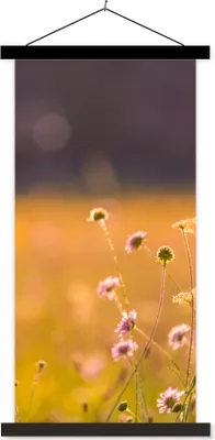 Produktbild von MuchoWow® Textilposter Blumen - Hell - Rosa 40x80 cm mit schwarzem Rahmen - Wandemalerei