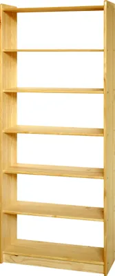 Produktbild von Möbilia Bücherregal | mit 5 Böden | Kiefer-Holz | B 80 x T 30 x H 200 cm | 19020058 | naturfarben lackiert | Serie REGAL