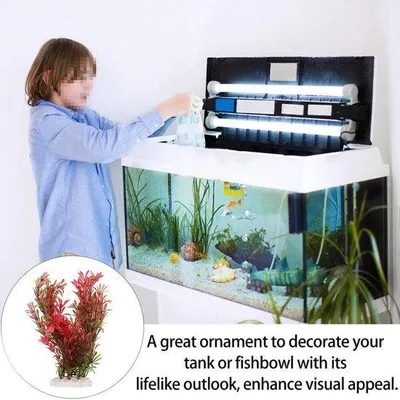 Image de Décoration d'aquarium - Simulation de plantes aquatiques - Vert - 24 x 8 cm