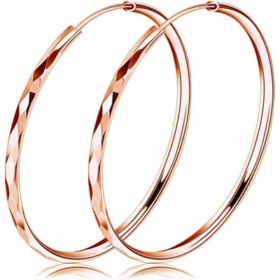 Produktbild von Creolen Silber 925 Groß 50mm Sterling Silber Huggie Klapp-Creolen Geschliffen Rose Gold Damen Ohrringe