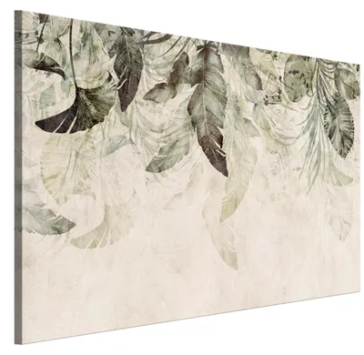 Produktbild von LUMASOUL Leinwand Bilder 1-teilig - Leinwandbild Natur Motiv - Wandbilder Holzrahmen und Webstuhl Wohnzimmer und Schlafzimmer - Bilder 120x80 cm Blätter 07