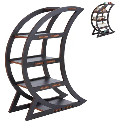 Mond-Kristallregal aus Holz, 5 Ablagen, 22,3x29,5x8,9 cm, schwarz