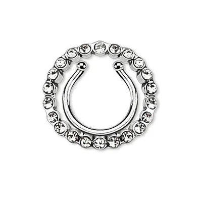 Produktbild von Fake Brustwarzenpiercing zum Klemmen: Schild Nippel-Piercing Zirkonia Klar