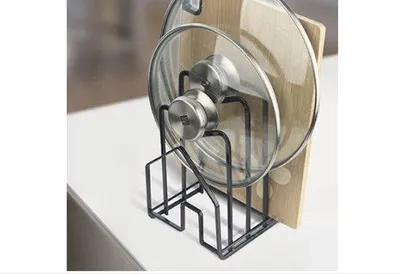 Immagine prodotto di Scaffale per taglieri, organizer, porta coperchi, nero, per piano di lavoro in cucina