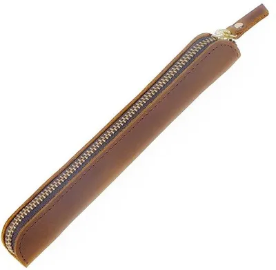 Produktbild von Leder-Etui für Stifte, braun, mit Reißverschluss