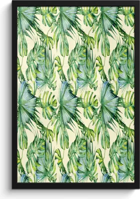 Produktbild von MuchoWow® MuchoWow® Gerahmtes Poster Vintage - Tropisch - Blätter 40x60 cm - Poster mit zchwarzem Bilderrahmen - Papierdruck - Wandbilder