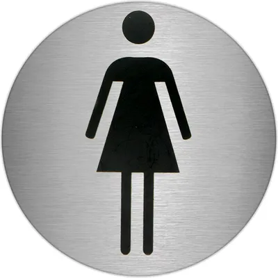 Produktbild von Selbstklebender Badezimmerteller „Frau“ aus Edelstahl Ø 7 cm.