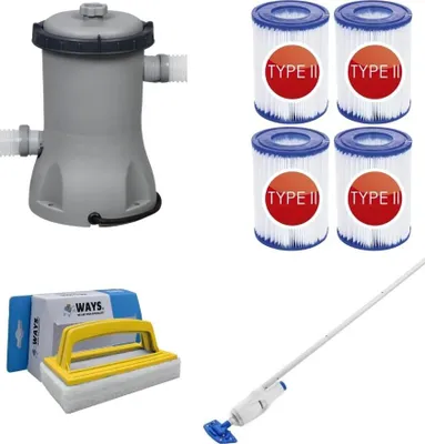 Zdjęcie produktu dla Bestway - Odkurzacz basenowy AquaReach & pompa filtrująca 2006 L/u & 4 filtry typu II & szczotka szorująca WAYS
