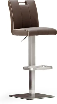 Produktbild von Casta, Barstuhl, drehbar, Gasdruckfeder, höhenverstellbar, eckig, Leder braun
