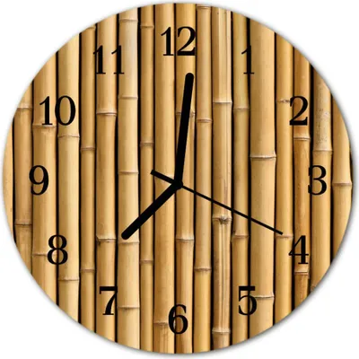 Produktbild von Glasuhr Wanduhr Küchenuhr Echt-Glas 30fi cm Bambus braun