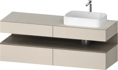 Produktbild von Duravit Qatego Konsolenwaschtischunterbau, 2 Auszüge, 2 Schubkästen, Ausschnitt rechts, 1600x550x600mm, Nische Eiche Terra, QA4778035830000
