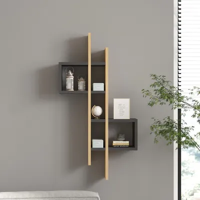 Produktbild von Skye Decor, Emse - Sapphire Oak, Anthracite, Wandregale, Saphir-Eiche, 53,8 x 108 x 19,6 cm