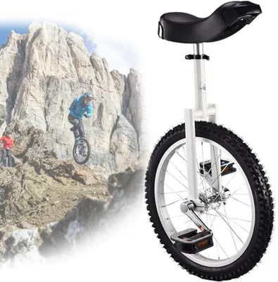 Productafbeelding van Eenwieler - Loopfiets - Balansoefening - Antislip bergbanden - 18 inch - Wit