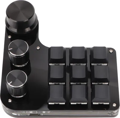 Obrázok produktu pre Mini klávesnica 9 klávesov 3 gombíky RGB podsvietený modrý spínač Plug and Play programovateľná klávesnica pre herné médiá