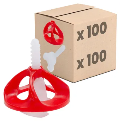 Produktbild von Dalsys Fliesen Nivelliersystem, 1mm, Set: 200tlg., 100 Laschen + 100 Hauben, Verlegehilfe Set, Fliesenleger Werkzeug, Fliesenkeile Kunststoff, Abstandshalter Fliesen, Verlegesystem