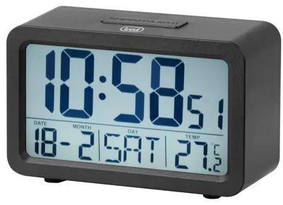 Digitalwecker mit großem Display, Thermometer, Schlummerfunktion, schwarz