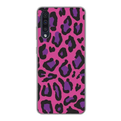 Produktbild von MuchoWow® Handyhülle Schutzhülle Hülle für Samsung Galaxy A30s Pantherdruck - Rosa - Lila Silikon Softcase Handy Hülle - Karteninhaber