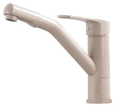 Image de Robinet de cuisine à levier unique, robinet de lavabo pivotant à 360°, couleur beige